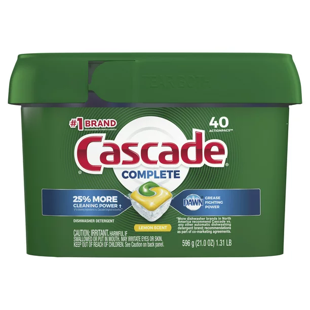 Buy Online Cascade Complete ActionPacs Dishwasher Detergent, Lemon